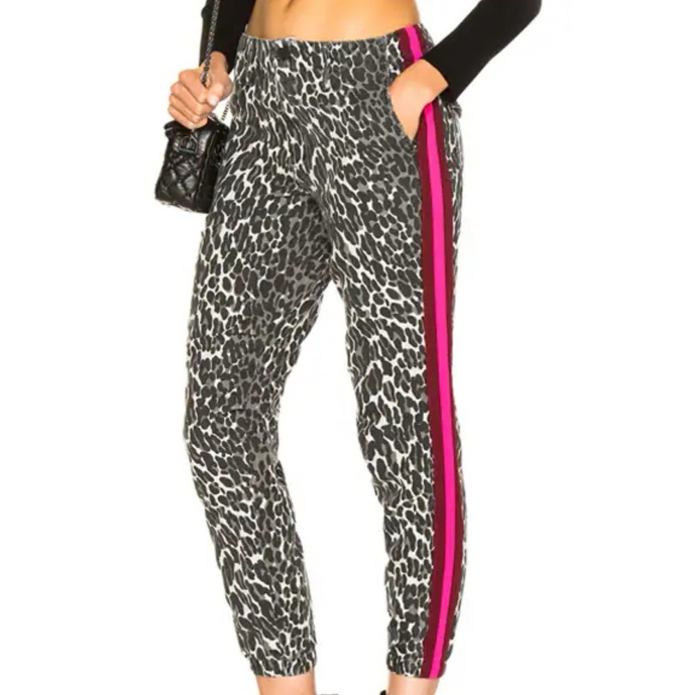 MOTHER Black and Pink Ankle Jeans with Sporty Stripes